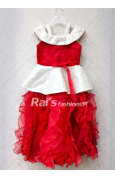 Off Shoulder White And Red Kids Dress (KRB6)